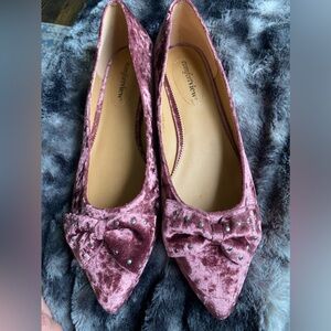 Crushed Velvet Rustic Mauve Bow tie Flats from Comfortview